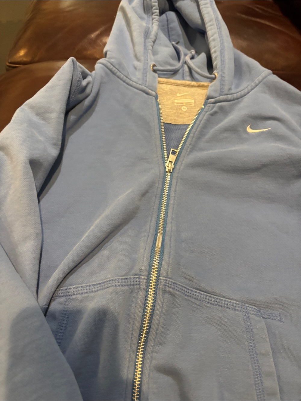 Nike Light Blue Full-Zip Hoodie with White Swoosh